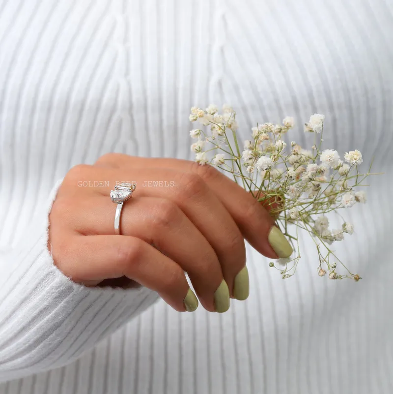 Princess Pear Cut Moissanite Toi Et Moi Ring vy 6