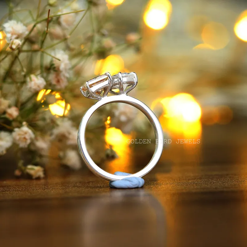 Princess Pear Cut Moissanite Toi Et Moi Ring vy 9