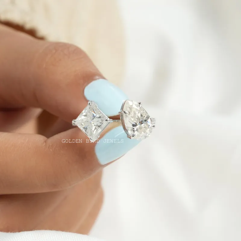 Princess Pear Moissanite Toi Et Moi Engagement Ring view 3