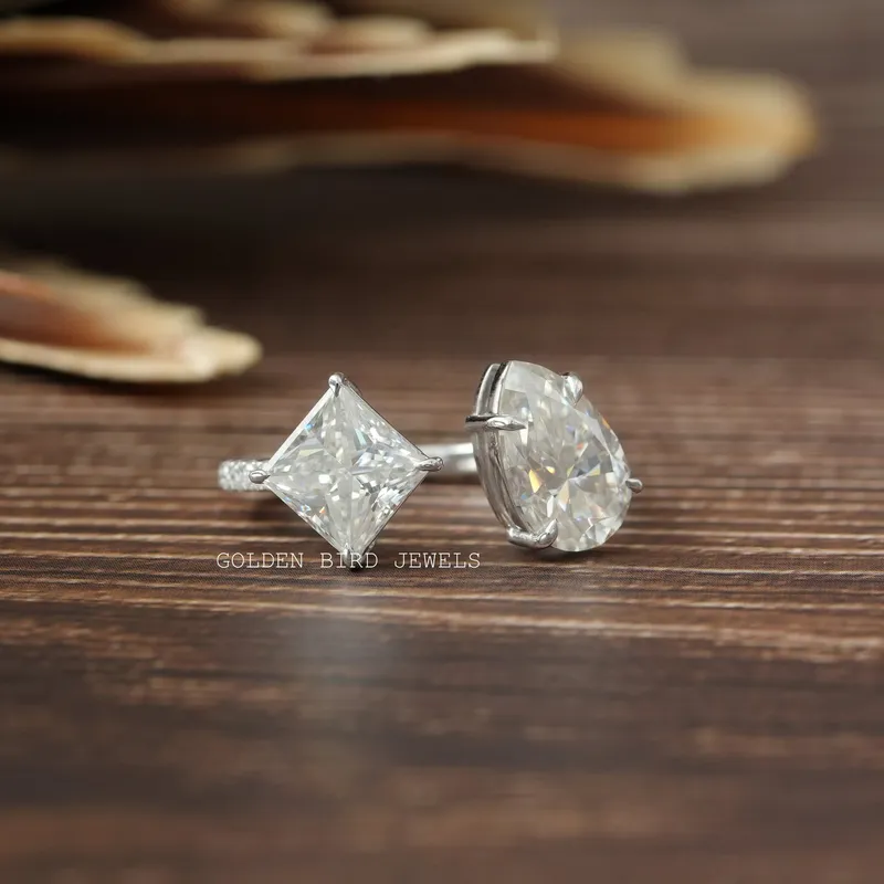 Princess Pear Moissanite Toi Et Moi Engagement Ring pear cut engagement ring