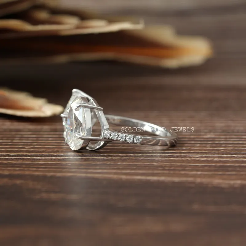 Princess Pear Moissanite Toi Et Moi Engagement Ring view 7