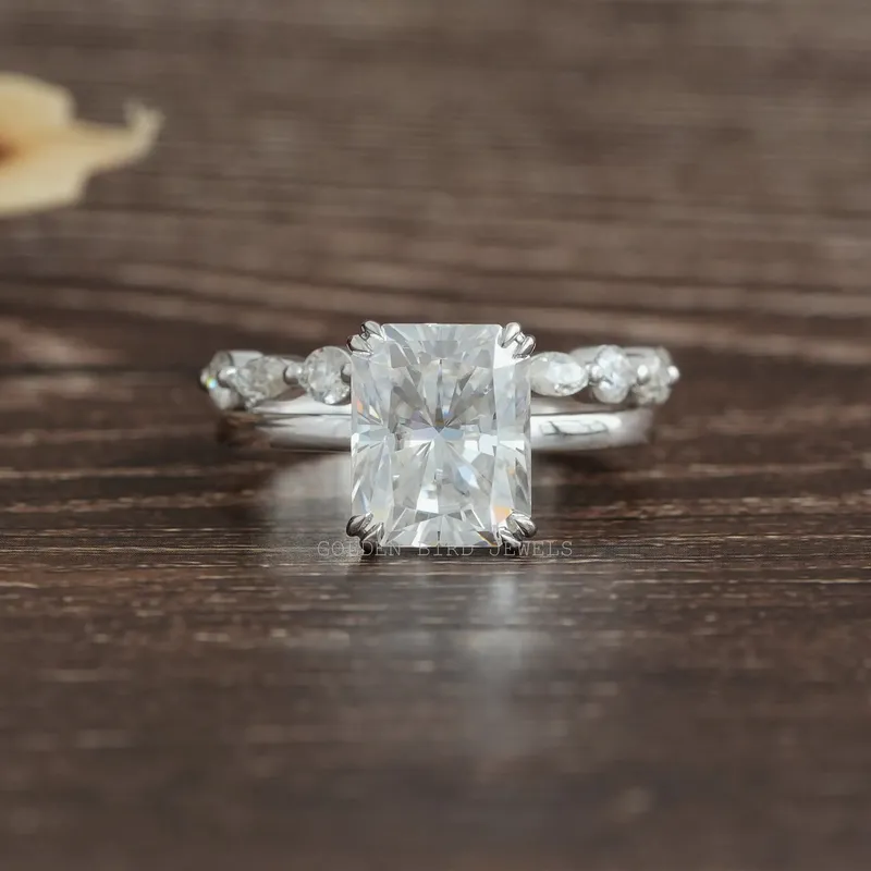 Radiant Cut Half Eternity Matching Wedding Band engagement ring