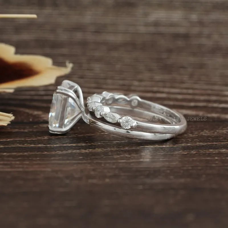 Radiant Cut Half Eternity Matching Wedding Band vy 9