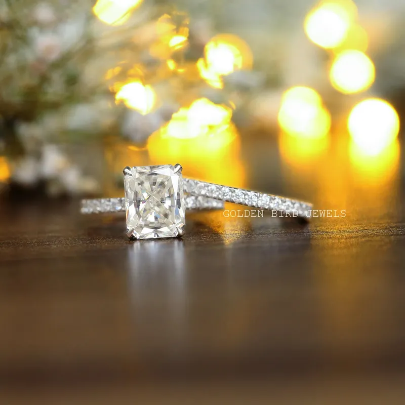 Radiant Cut Hidden Halo Moissanite Engagement Ring engagement ring