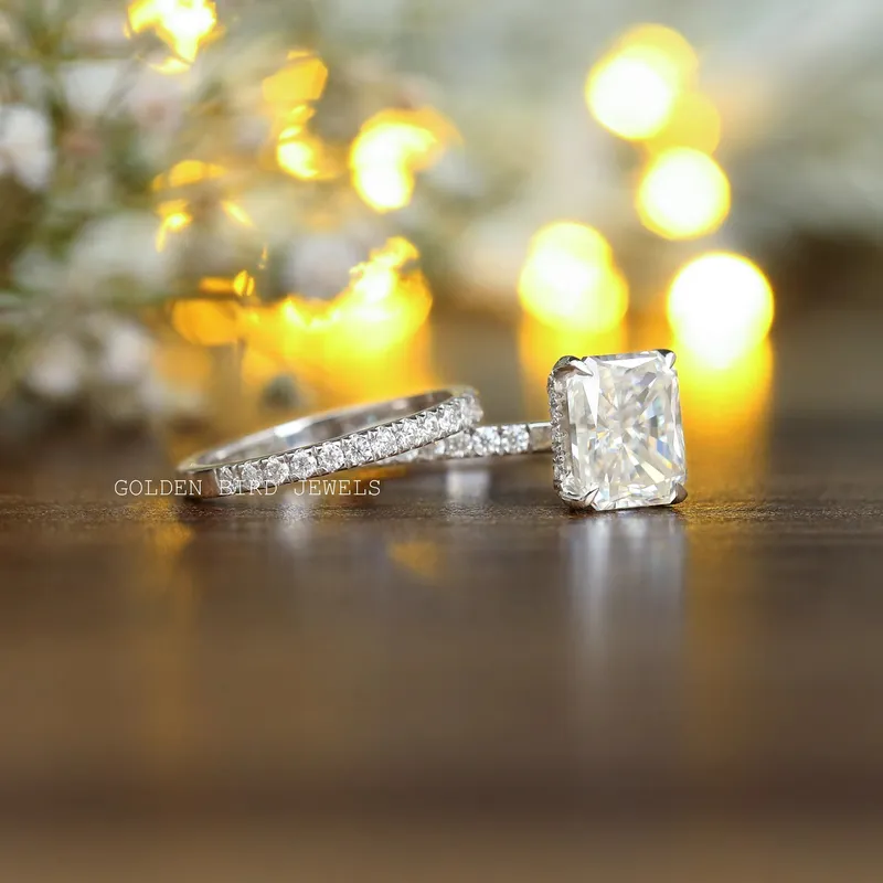 Radiant Cut Hidden Halo Moissanite Engagement Ring view 6