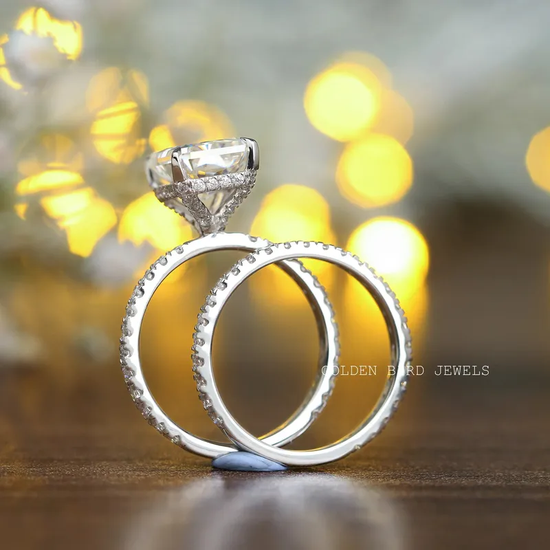 Radiant Cut Hidden Halo Moissanite Engagement Ring view 9