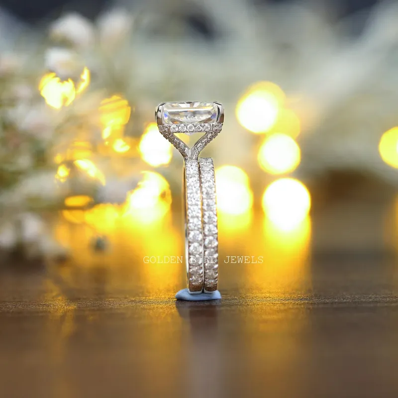 Radiant Cut Hidden Halo Moissanite Engagement Ring view 7