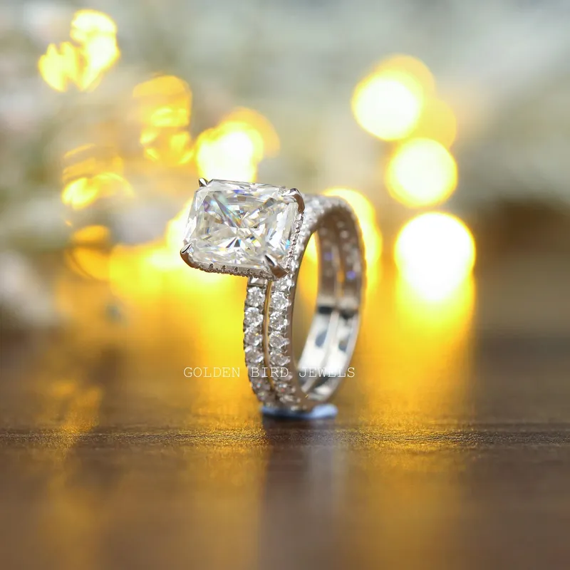 Radiant Cut Hidden Halo Moissanite Engagement Ring view 5
