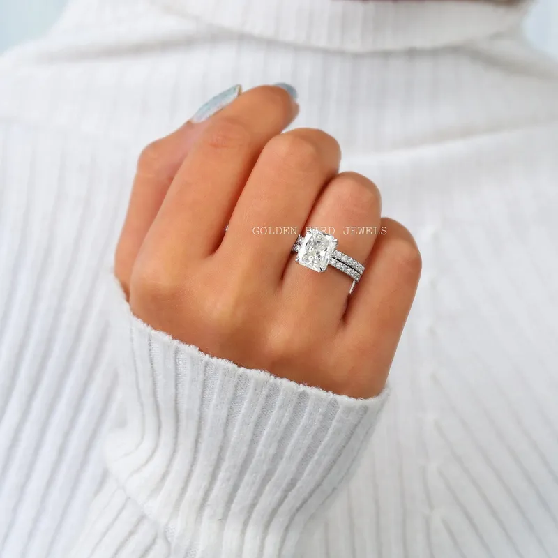 Radiant Cut Hidden Halo Moissanite Engagement Ring view 2