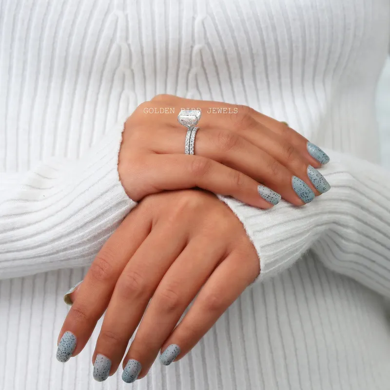 Radiant Cut Hidden Halo Moissanite Engagement Ring view 4