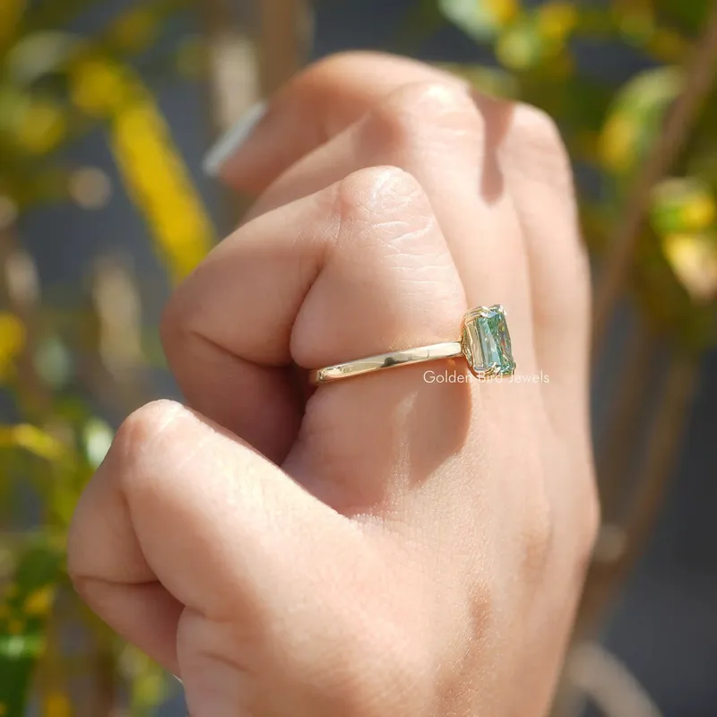 Radiant Cut Moissanite Solitaire Engagement Ring vy 8
