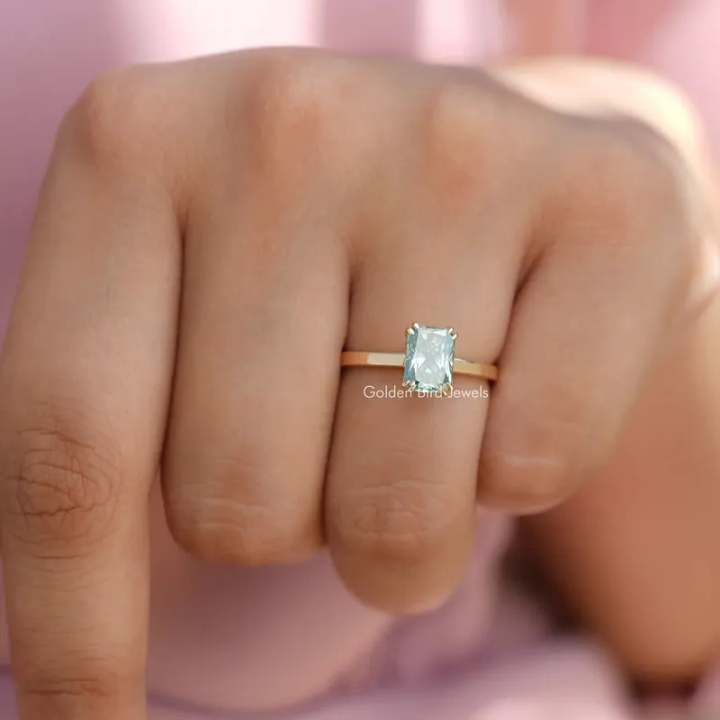 Radiant Cut Moissanite Solitaire Engagement Ring vy 6