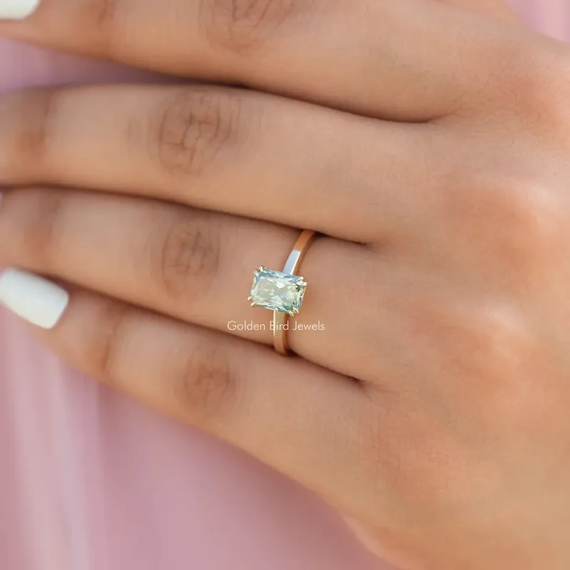 Radiant Cut Moissanite Solitaire Engagement Ring vy 5