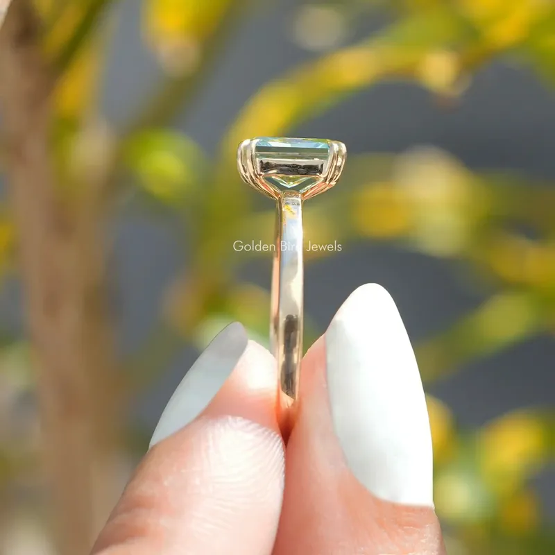Radiant Cut Moissanite Solitaire Engagement Ring vy 2