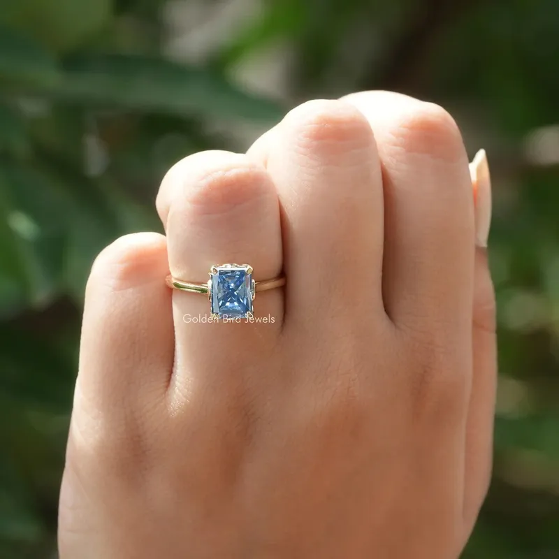 Radiant Cut Moissanite Solitaire Wedding Ring view 4