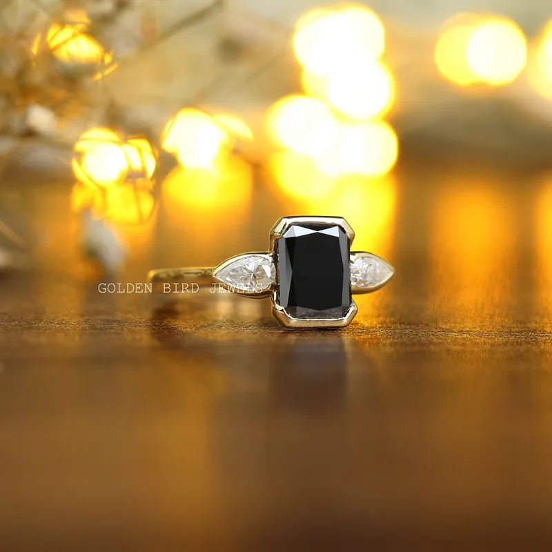 Radiant Cut Moissanite Three Stone Ring view 7