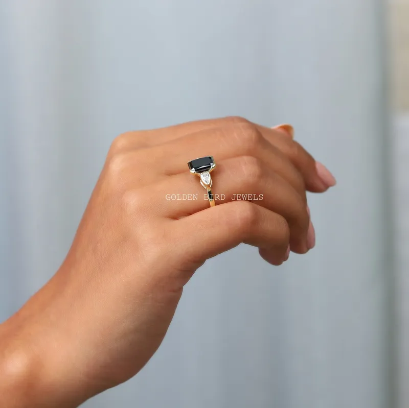 Radiant Cut Moissanite Three Stone Ring view 5