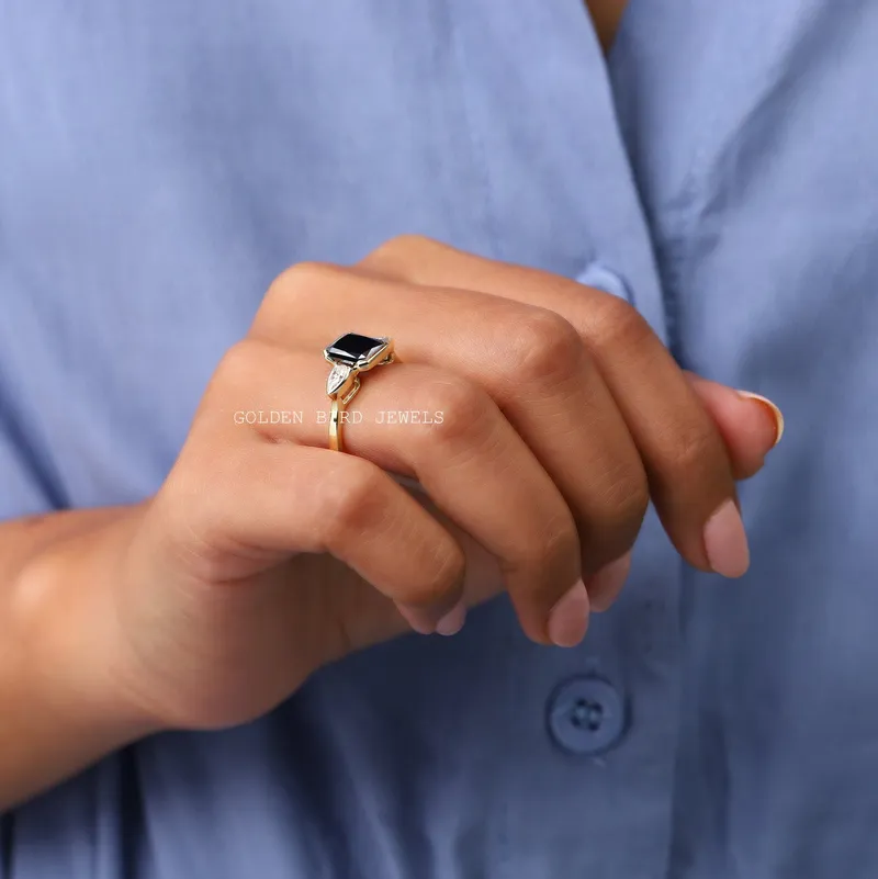 Radiant Cut Moissanite Three Stone Ring view 6