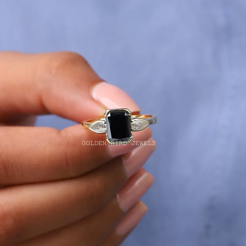 Radiant Cut Moissanite Three Stone Ring view 4