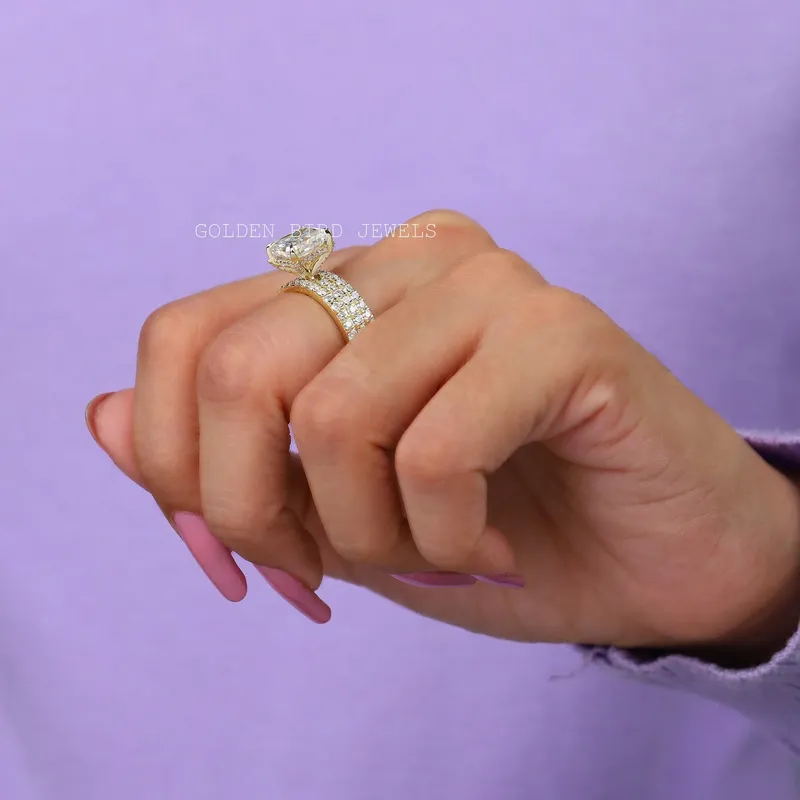 Radiant Cut Moissanite Yellow Gold Wedding Ring vy 5