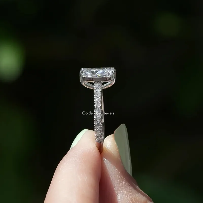 Radiant Cut Solitaire With Accent Diamond Ring vy 3
