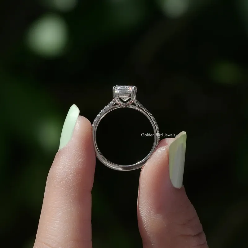Radiant Cut Solitaire With Accent Diamond Ring vy 2