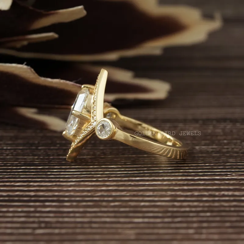 Rose Cut Cushion Moissanite Engagement Ring vy 9