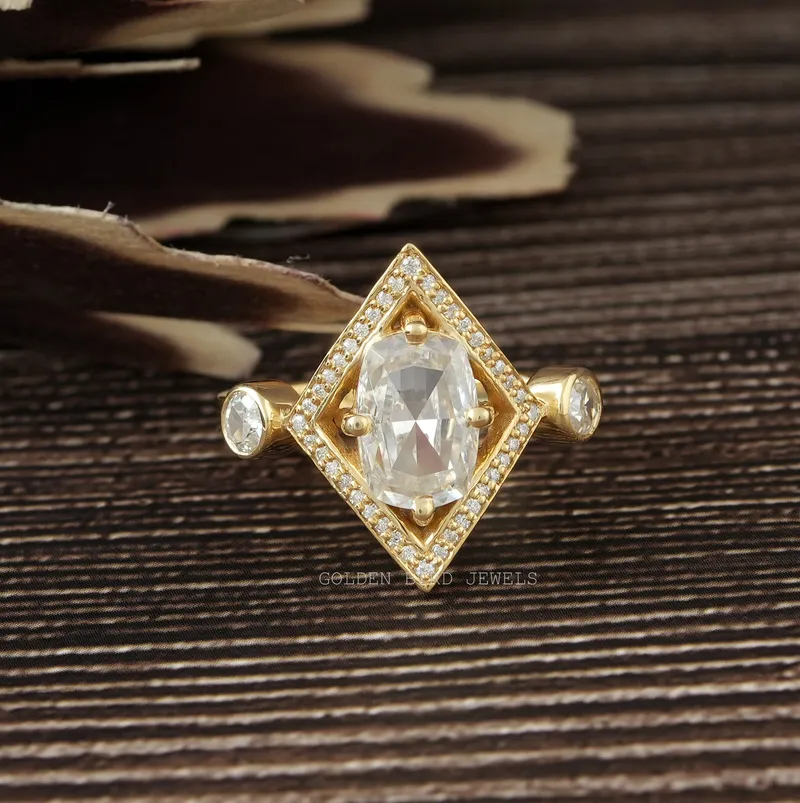 Rose Cut Cushion Moissanite Engagement Ring cushion cut engagement ring