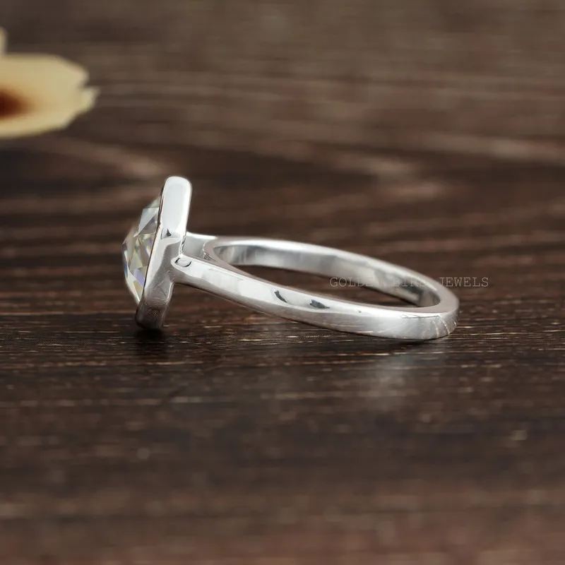 Rose Cut Hexagon Moissanite Engagement Ring vy 8