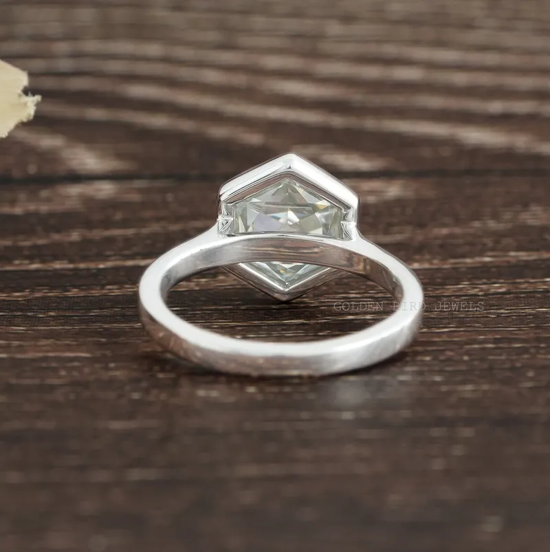 Rose Cut Hexagon Moissanite Engagement Ring vy 10