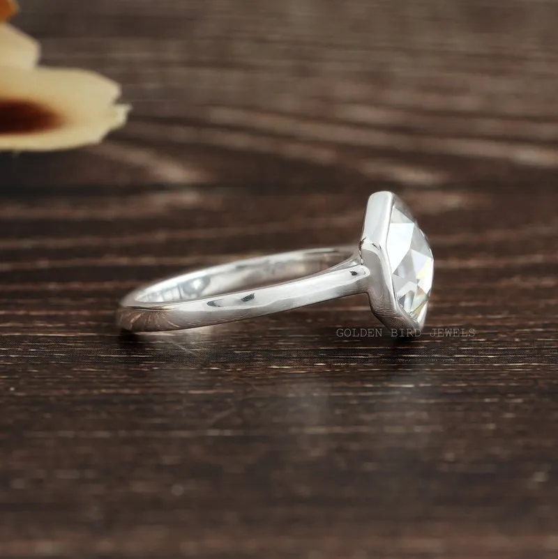 Rose Cut Hexagon Moissanite Engagement Ring vy 7