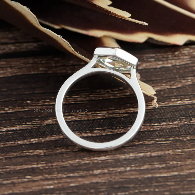 Rose Cut Hexagon Moissanite Engagement Ring vy 9