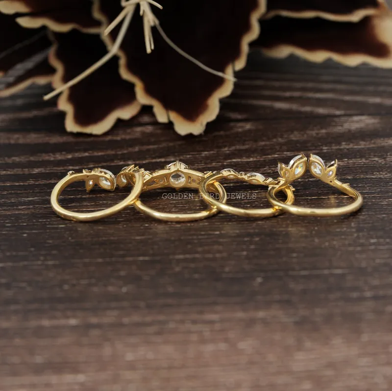 Rose Cut Multi Stone Moissanite Cocktail Bridal Set view 10