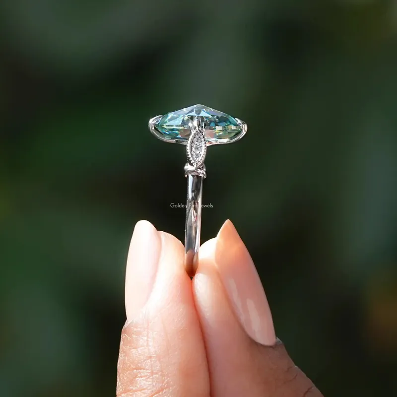 Rose Cut Oval Moissanite Accent Bridal Ring view 3