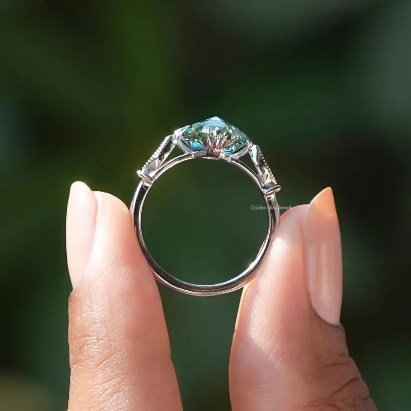 Rose Cut Oval Moissanite Accent Bridal Ring view 2