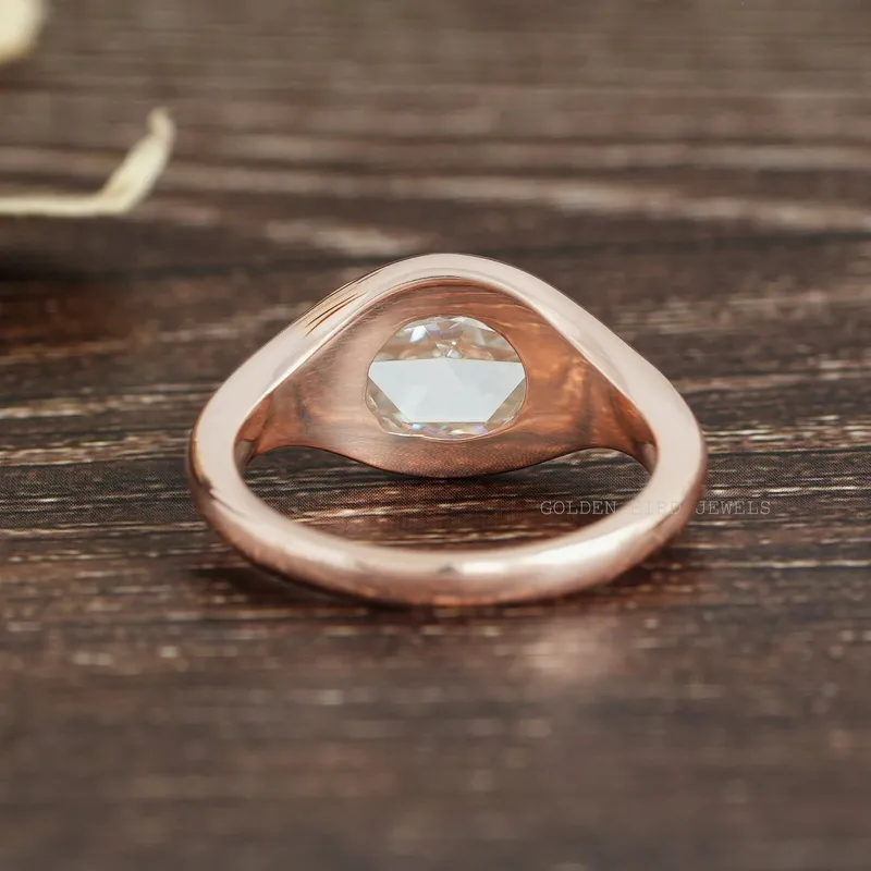 Rose Cut Oval Moissanite Solitaire Engagement Ring vy 10
