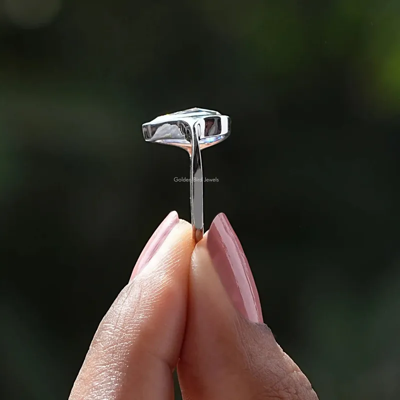 Rose Cut Pear Moissanite Bezel Set Ring vy 3