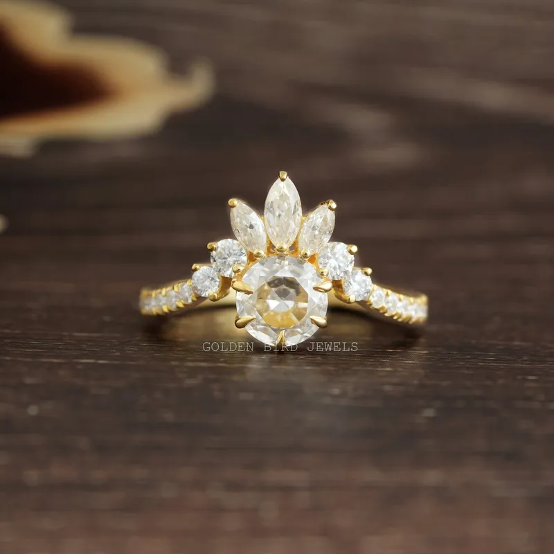Rose Cut Round Moissanite Curved Engagement Ring engagement ring