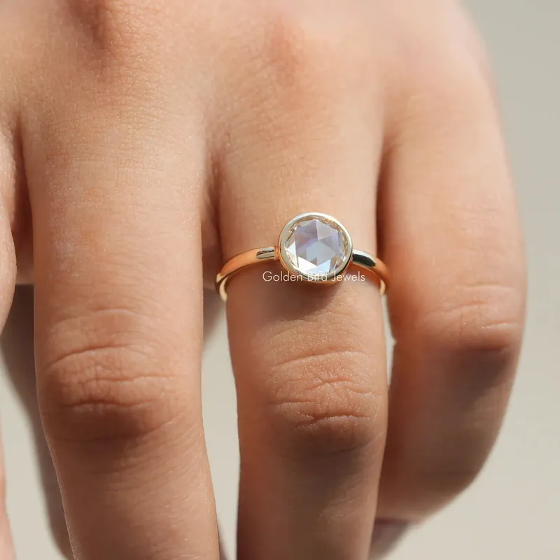 Rose Cut Round Moissanite Solitaire Ring For her view 4