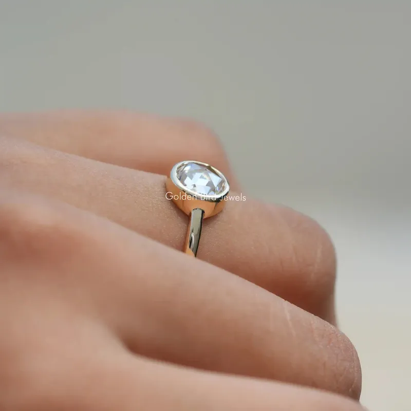 Rose Cut Round Moissanite Solitaire Ring For her view 8