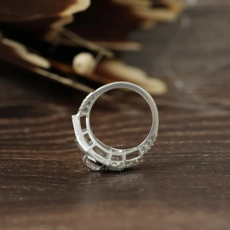 Round & Baguette Moissanite Art Deco Ring For Her vy 8