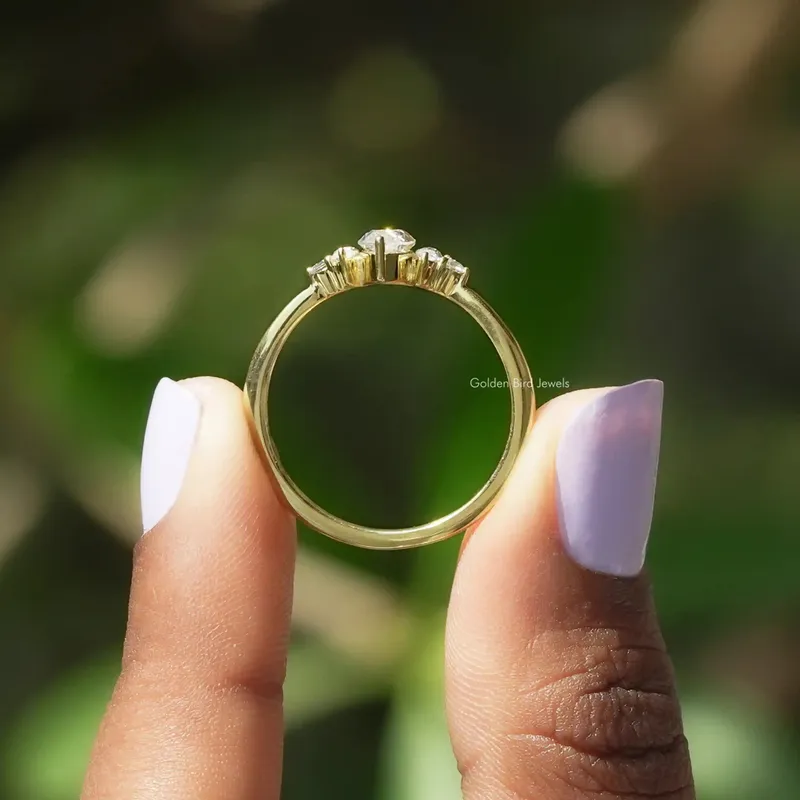 Round And Marquise Cut Moissanite Engagement Ring view 2