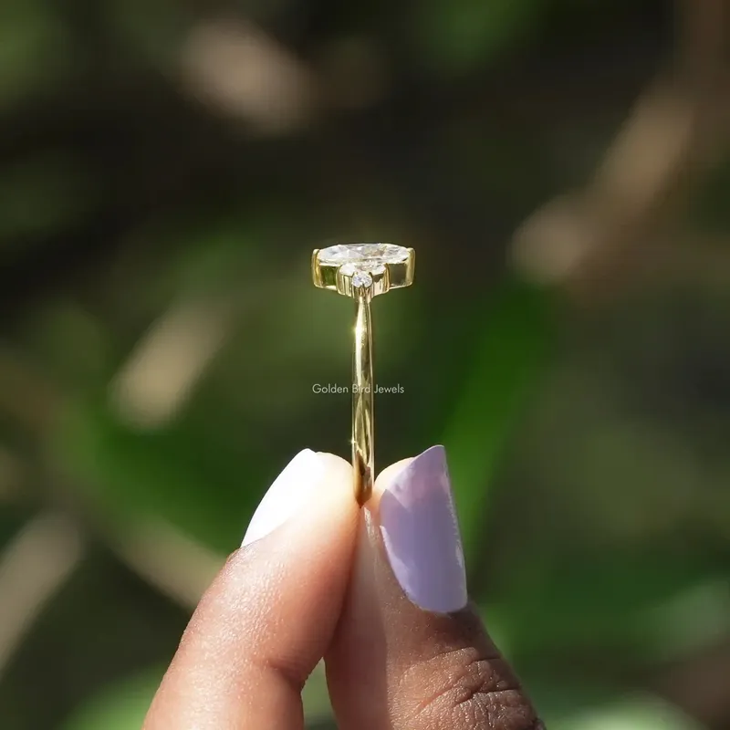 Round And Marquise Cut Moissanite Engagement Ring view 3