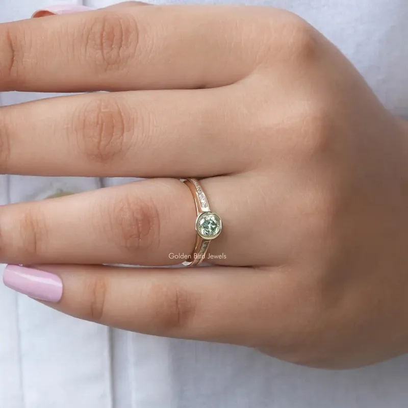 Round Cut Bezel Set Moissanite Engagement Ring vy 6