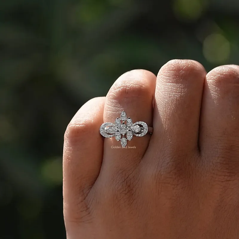 Round Cut Cluster Diamond Engagement Ring vy 5