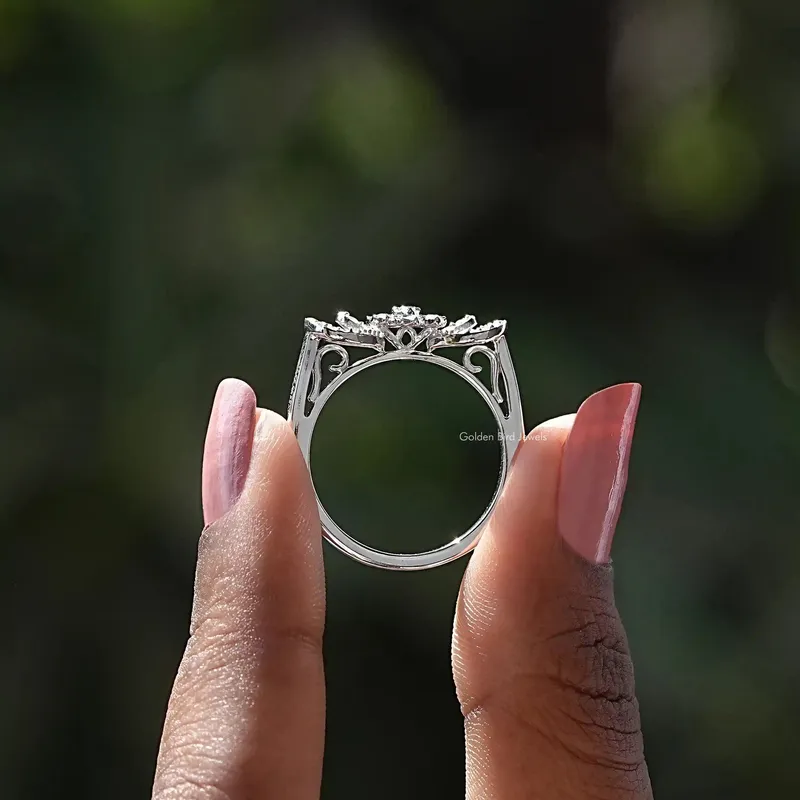 Round Cut Cluster Diamond Engagement Ring vy 2
