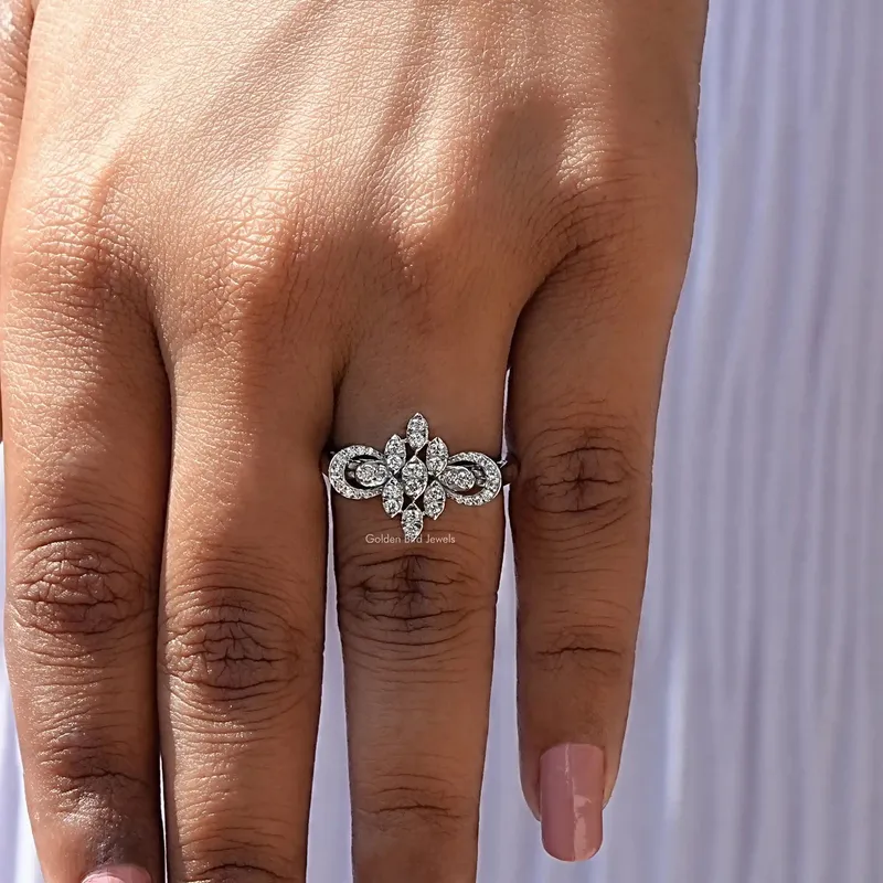 Round Cut Cluster Diamond Engagement Ring vy 7