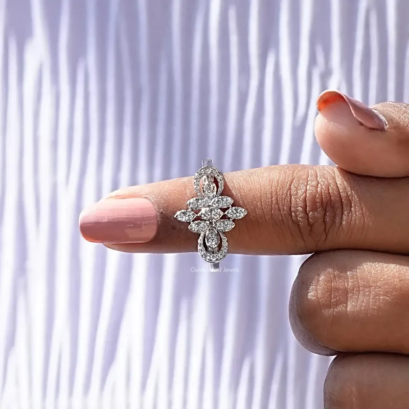Round Cut Cluster Diamond Engagement Ring vy 6