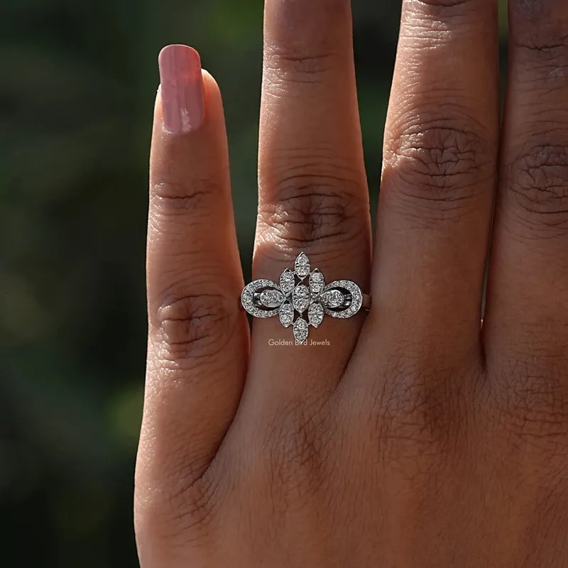 Round Cut Cluster Diamond Engagement Ring vy 4