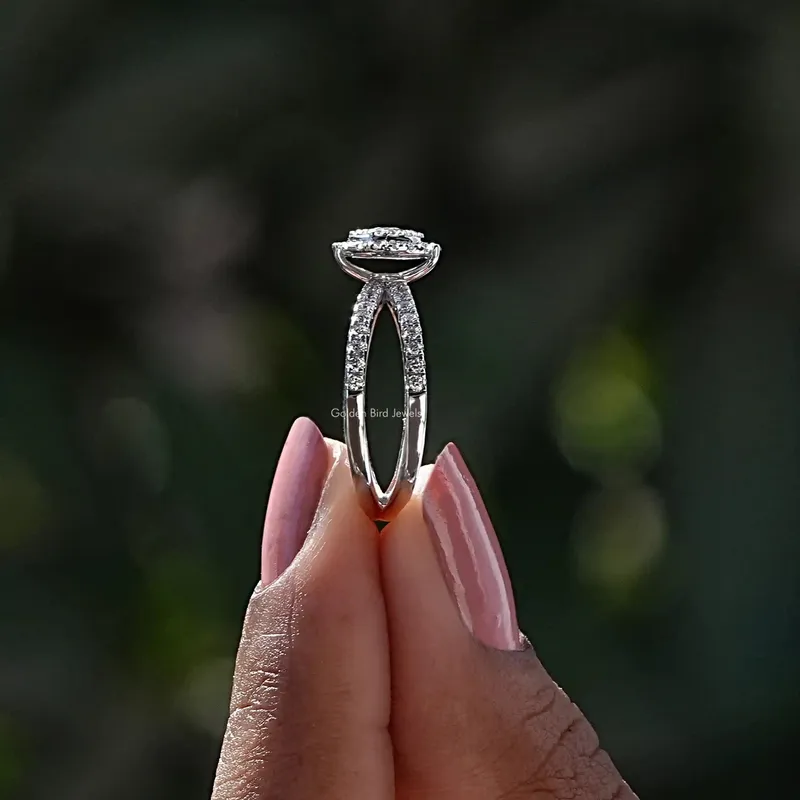 Round Cut Diamond Double Halo Accent Ring view 3